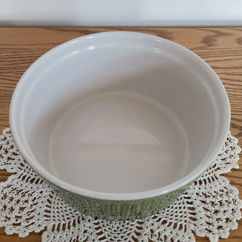 Over and Back Ceramic Soufflé Green Baking Dish Large Ramekin Made in Portugal